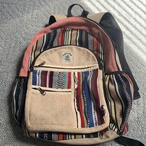 Himalayan hemp backpack, holds plenty, great for school.